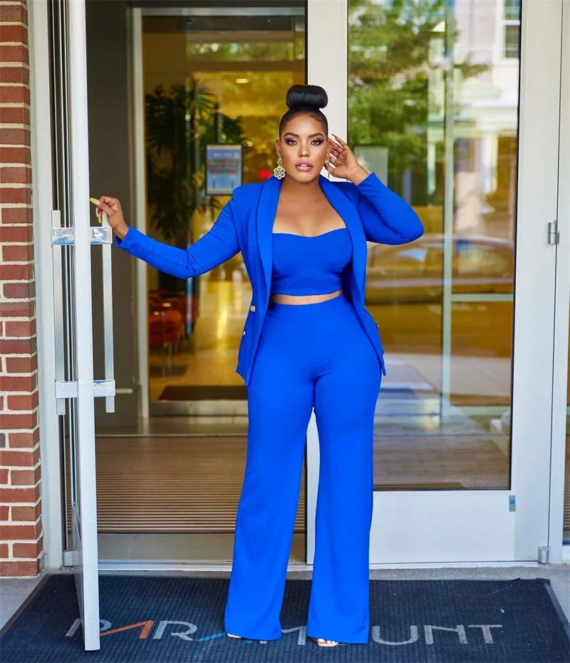 Elegant Office 3 Piece Women Suit Blazer and Pant Suits