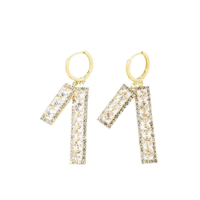 Shiny Zircon Square Hoop Earrings for