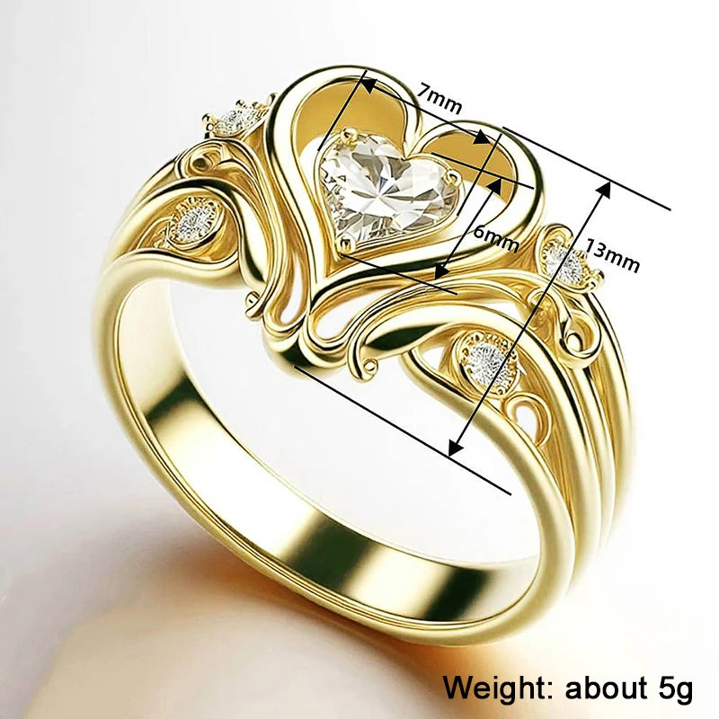 Noble Romantic Heart Rings