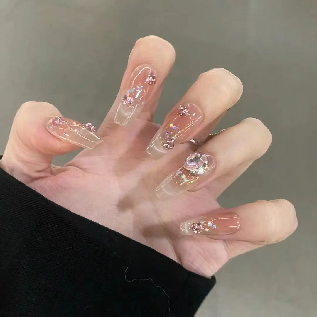 24Pcs Pink Ballet Fake Nails