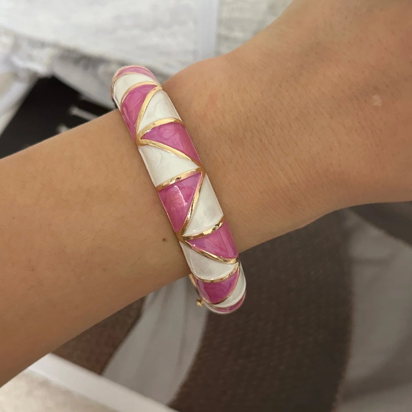 Colorful Enamel Resin Bamboo Bangle Geometry Bracelet