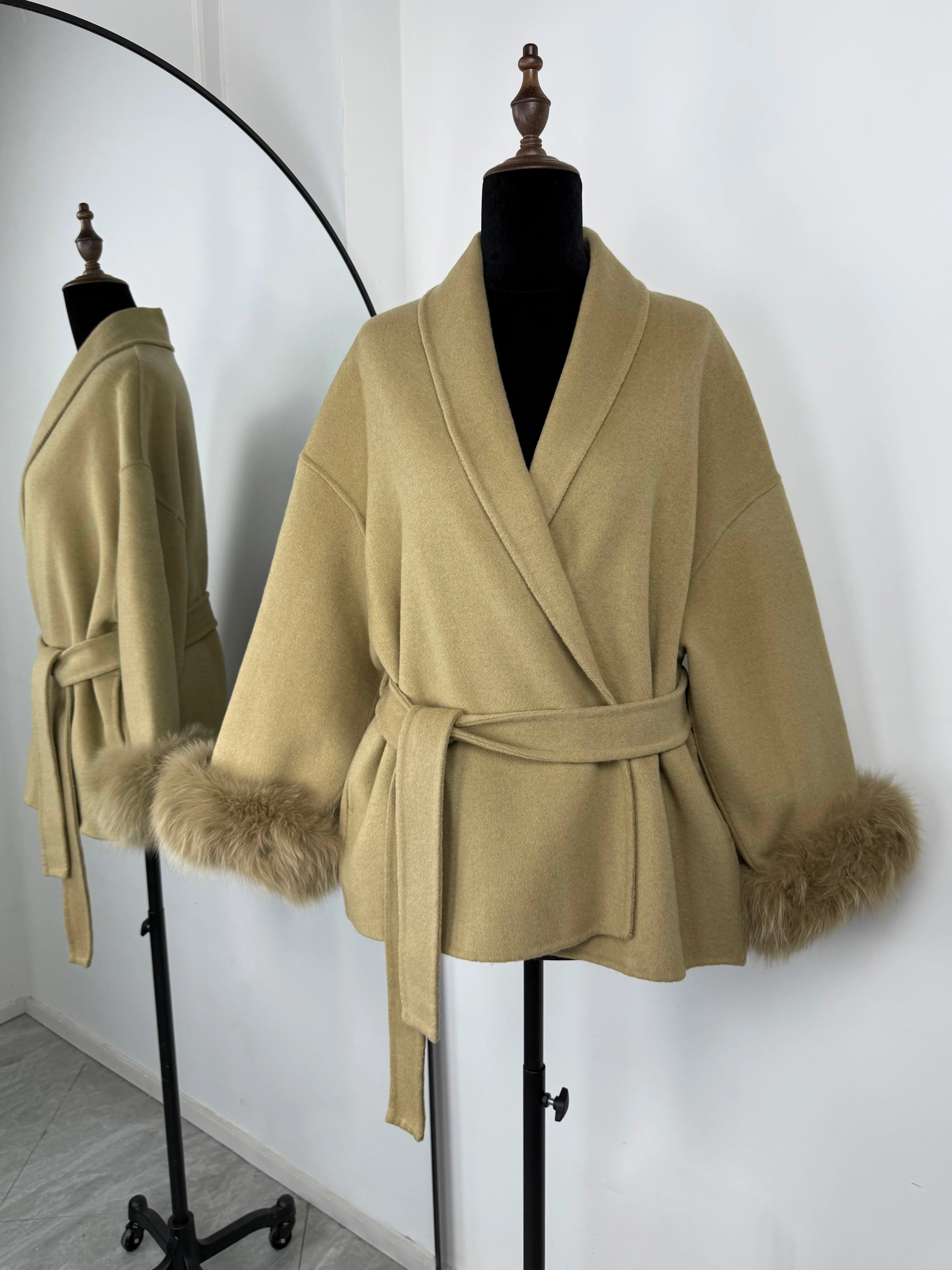 Fox Fur Short  Removable Elegant Double-sided Wool Overcoat