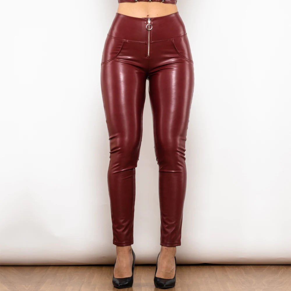High Waist Faux Pu Leather Pants