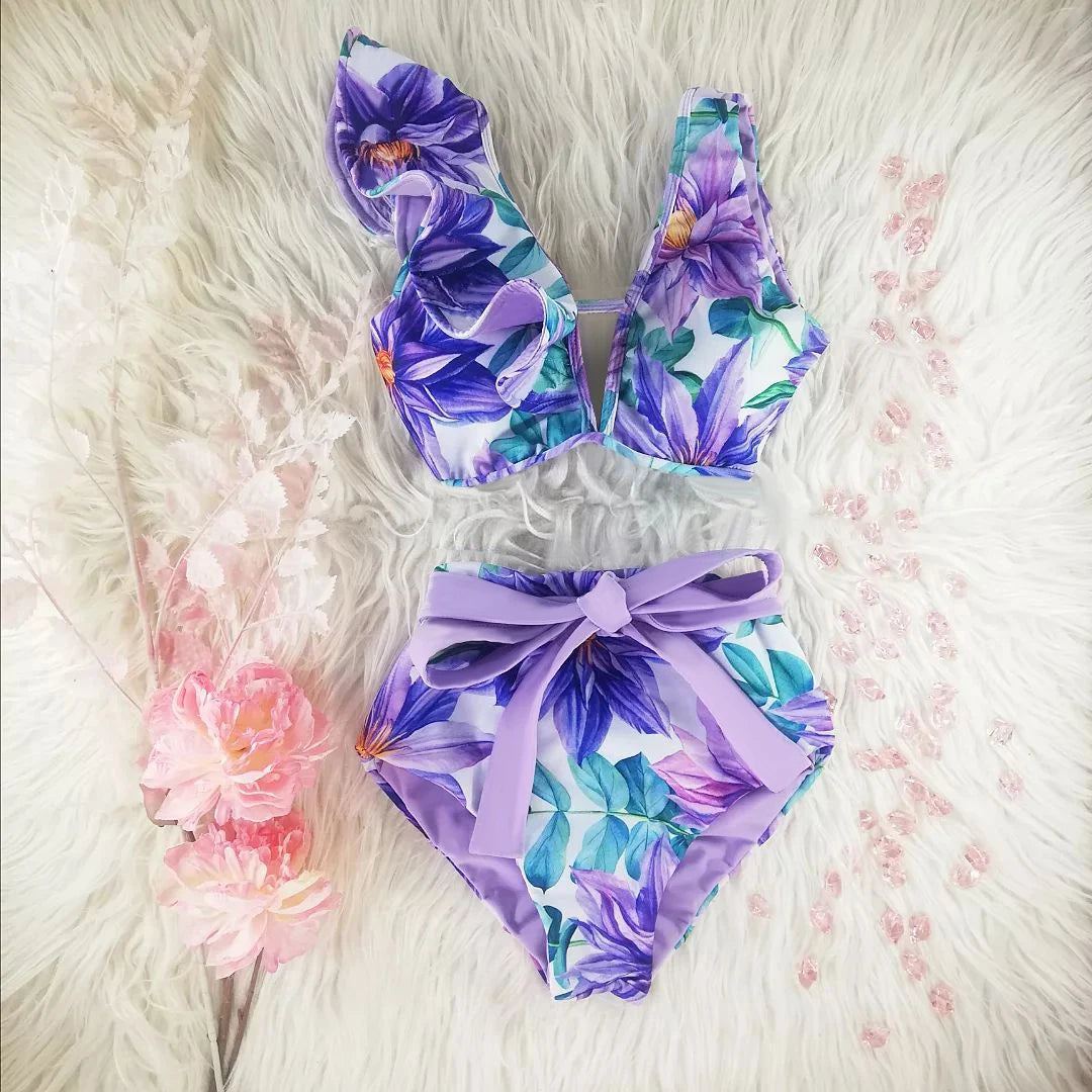 New Sexy High Waist Ruffle Bikini Sets