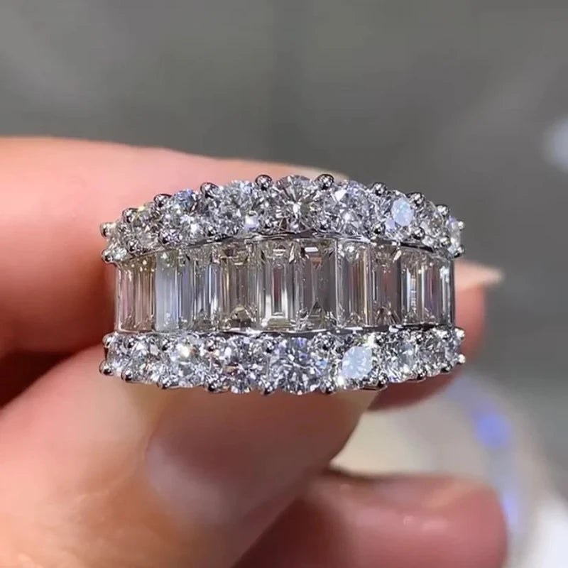 Sparkling Crystal Cubic Zirconia Wedding Band Rings
