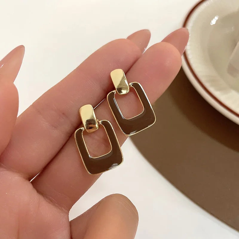 Shiny Zircon Square Hoop Earrings for