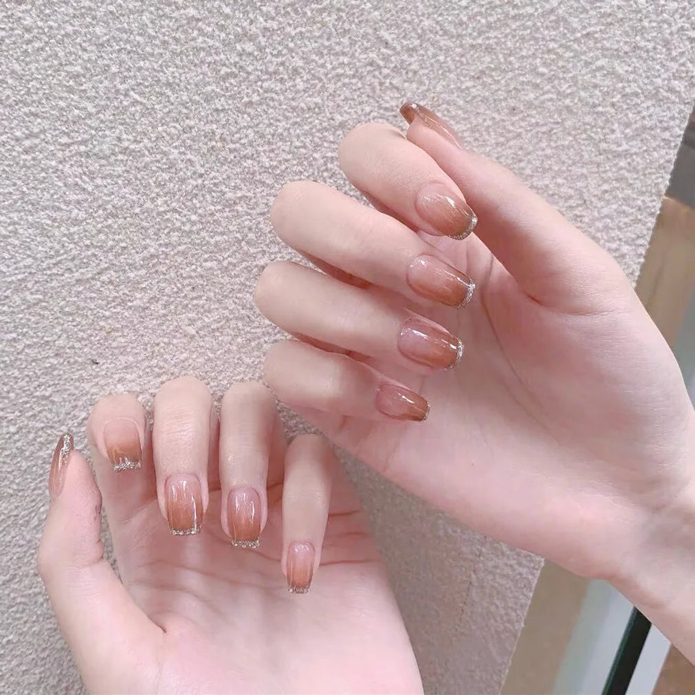 24Pcs/Box Almond Round False Nails Detachable Stiletto Fake Nails