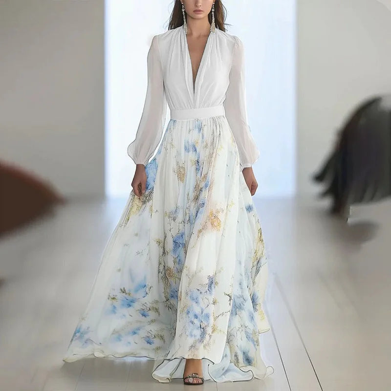 Fashion Floral Print Patchwork Bohemian Dress