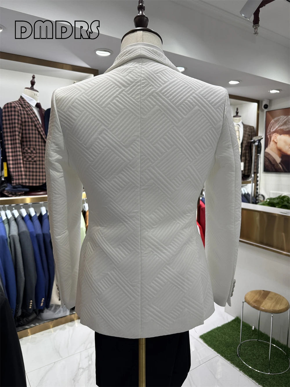 3 Pieces High Quality Wedding Suit Set for Groom One Button Shawl Neck Blazer Jacket Vest Pants