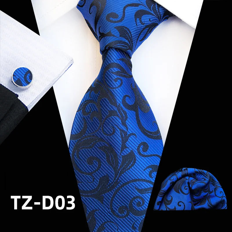 Orange Novelty Ties Plaid Flower Design Wedding Necktie Hanky Cufflinks