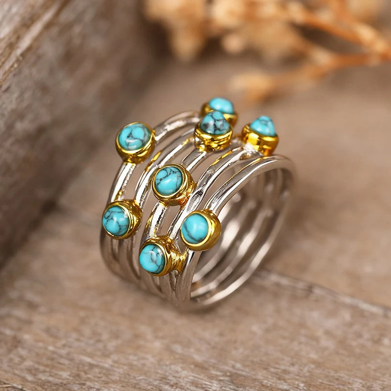 Bohemia Blue Imitation Turquoise Ring