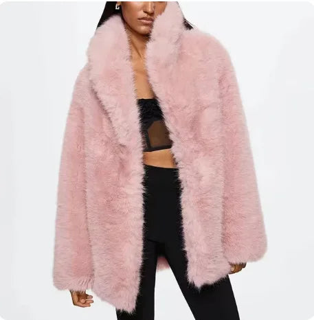 Winter Imitation Fox Fur Mid-length Coat