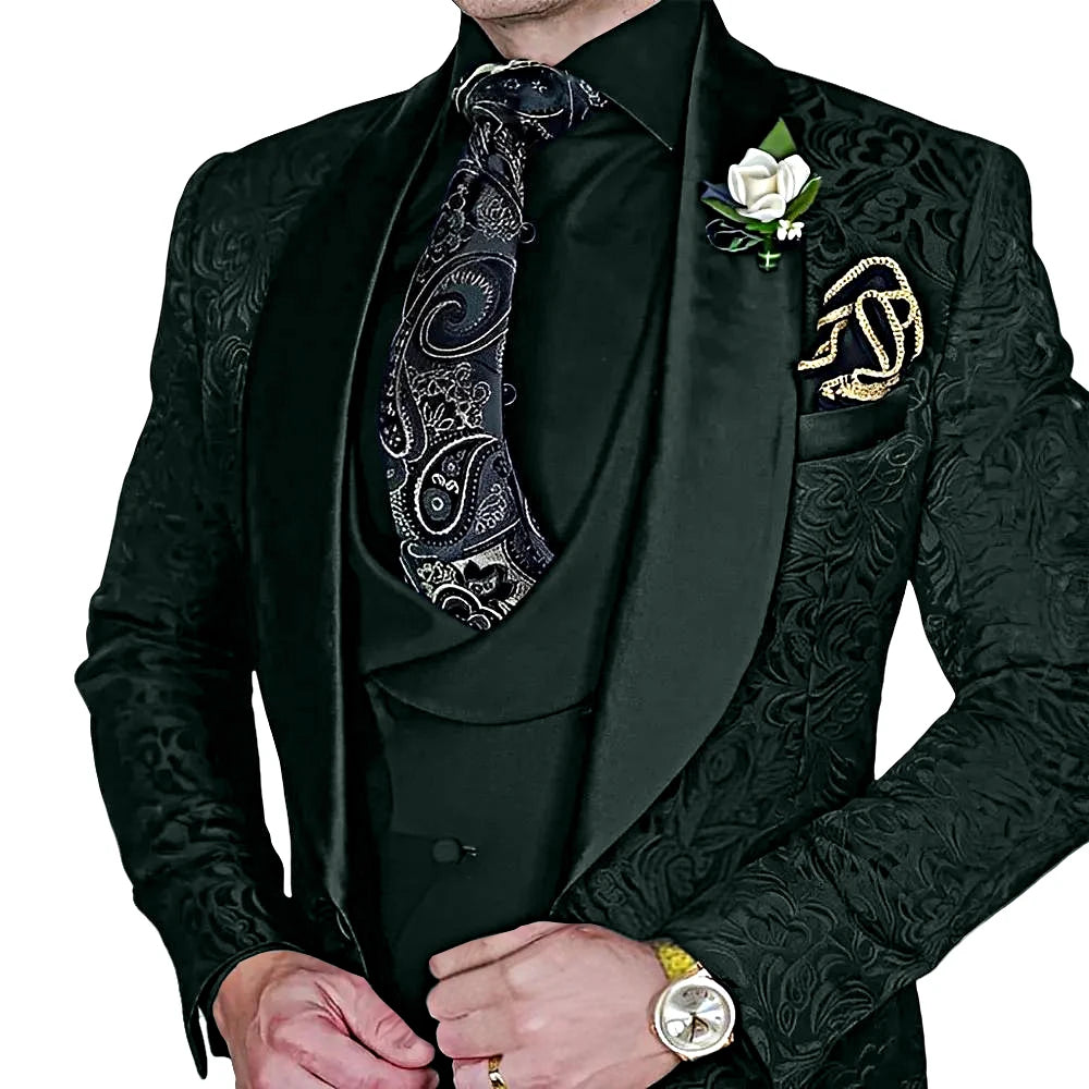 Jacquard Men's 3-piece Suit Set