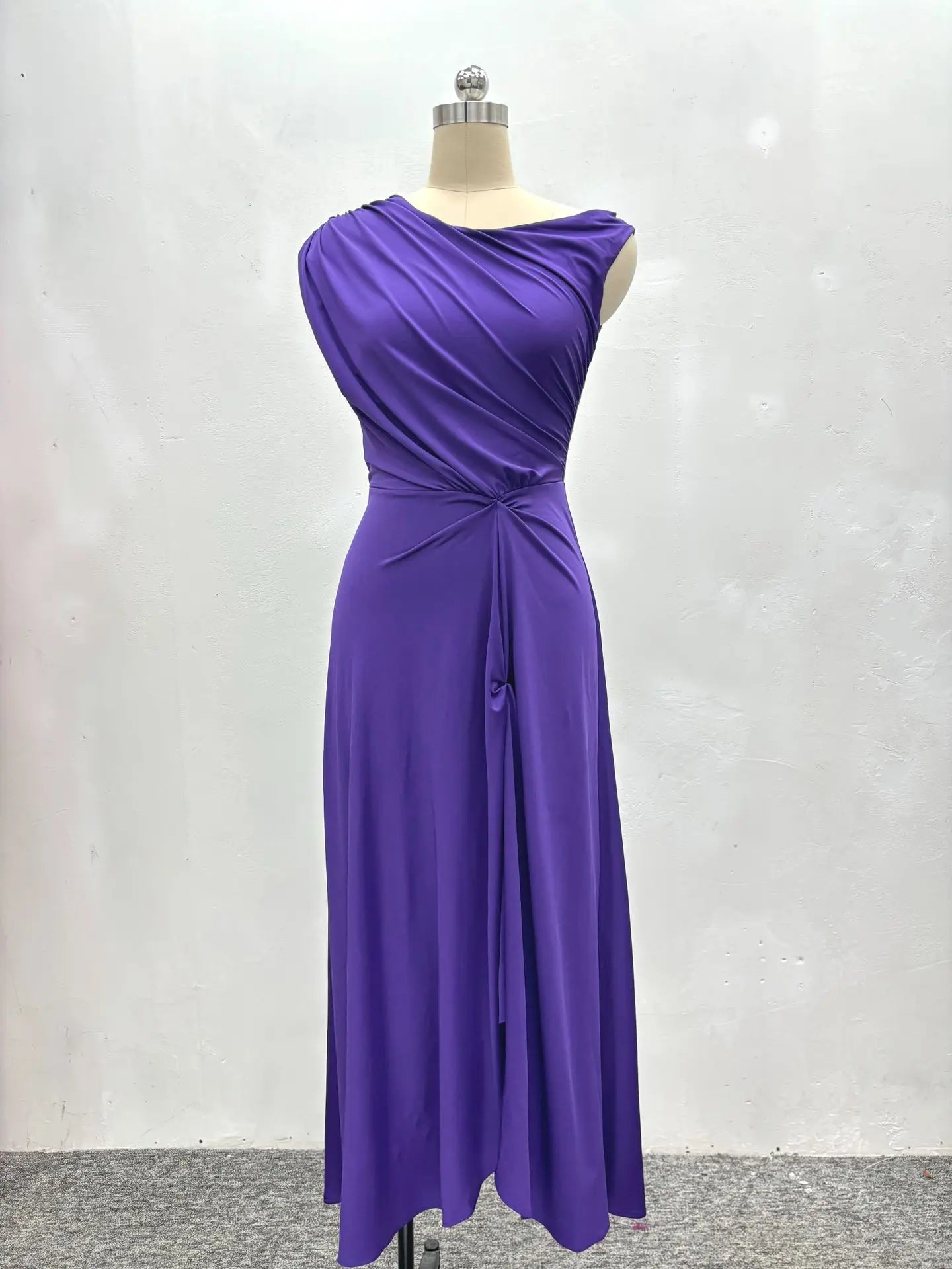 Sexy A Line Skew Collar Sleeveless High Waist Dress