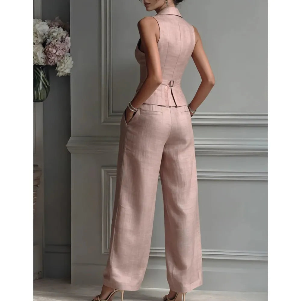 Summer Slim Vest & Trousers 2‑Piece Office Suit