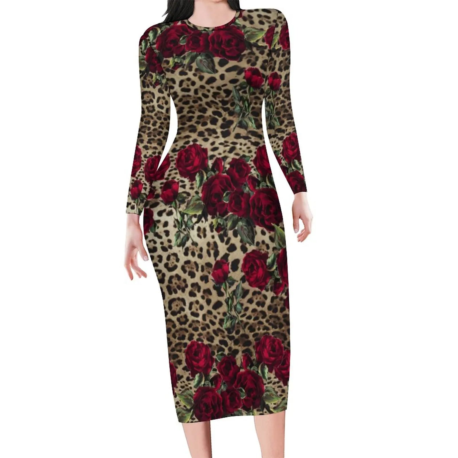 Autumn Leopard Print  Long SleeveDresses