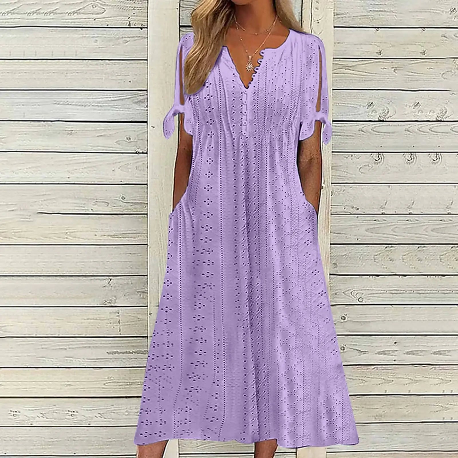 Summer Lace-Up Cutout Midi Dress