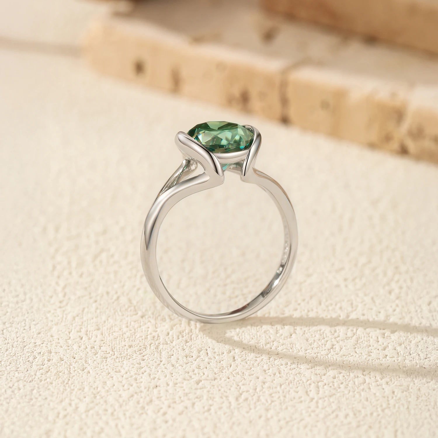 3CT Oval Green D Color Moissanite  925 Sterling Silver Luxury Sparkling Jewelry Lab Diamond  Wedding Rings