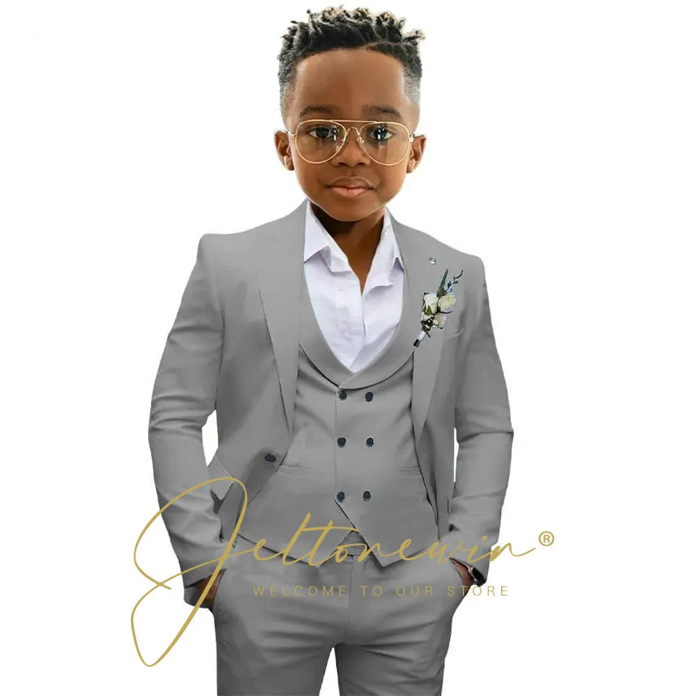 Casual Boys Suit Jacket Pants Vest 3 Piece Set