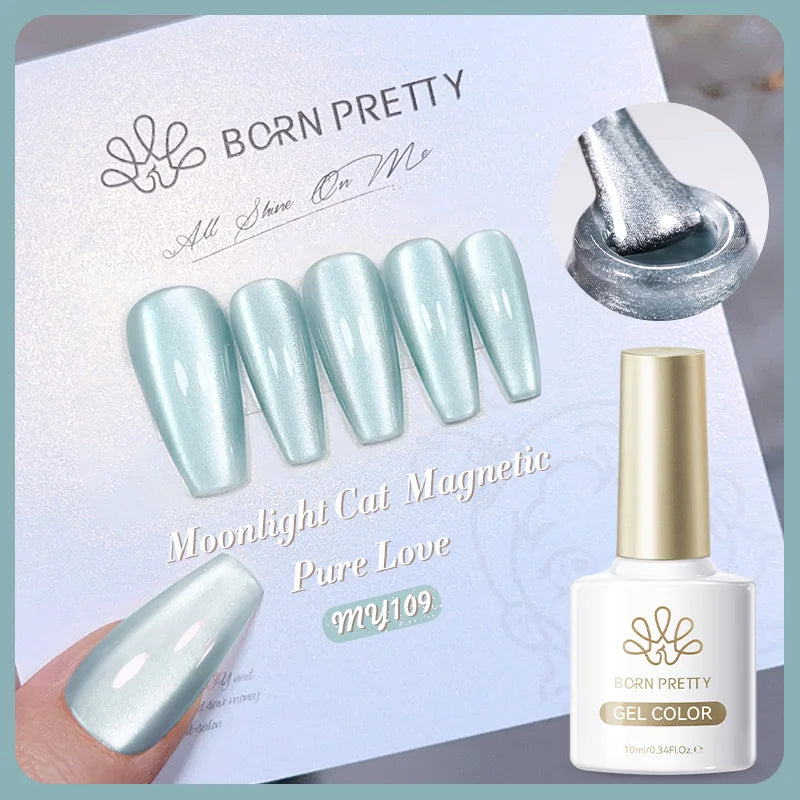 BORN PRETTY 10ml White Cat Magnetic Gel Nail Polish Ultra Shine White-light Varnis Semi Permanent Soak Off UV LED Gel for Nails