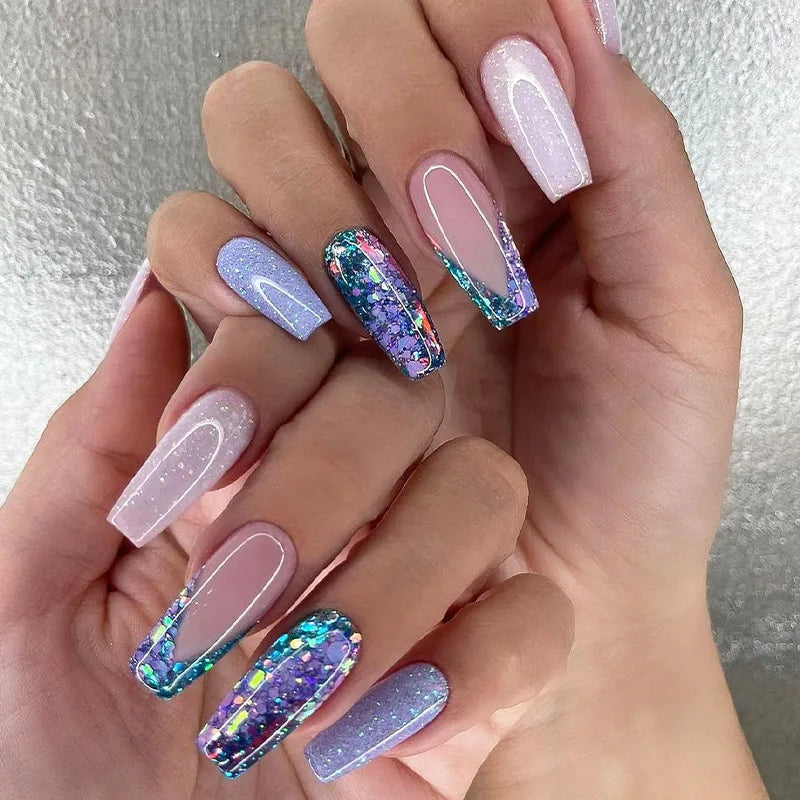24pcs Press on Nails Flower Design