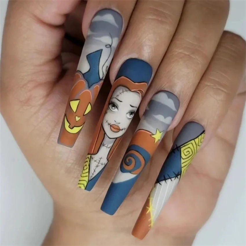 24Pcs/Set French Ballet Fake Nails Art Stars Sky Eyes Wearing False Nails