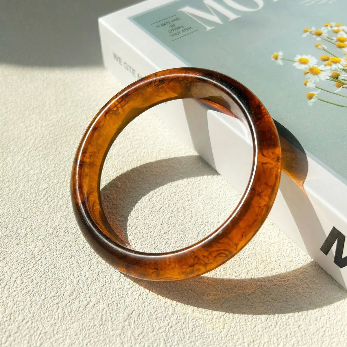 3Pcs/Set Marbling Geometric Round Resin Acrylic Cuff Bangle