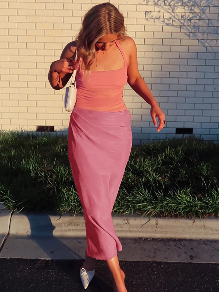 Sexy Backless Halter Maxi Dress