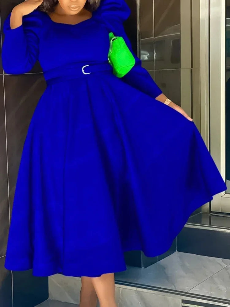 Elegant A-line Waistband Autumn/Winter Dress