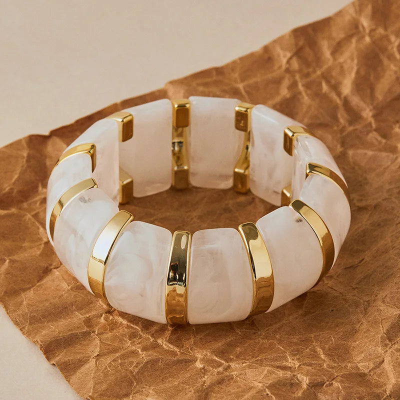 Fashion Candy Color  Acrylic Elastic Thick Wide Bracelet