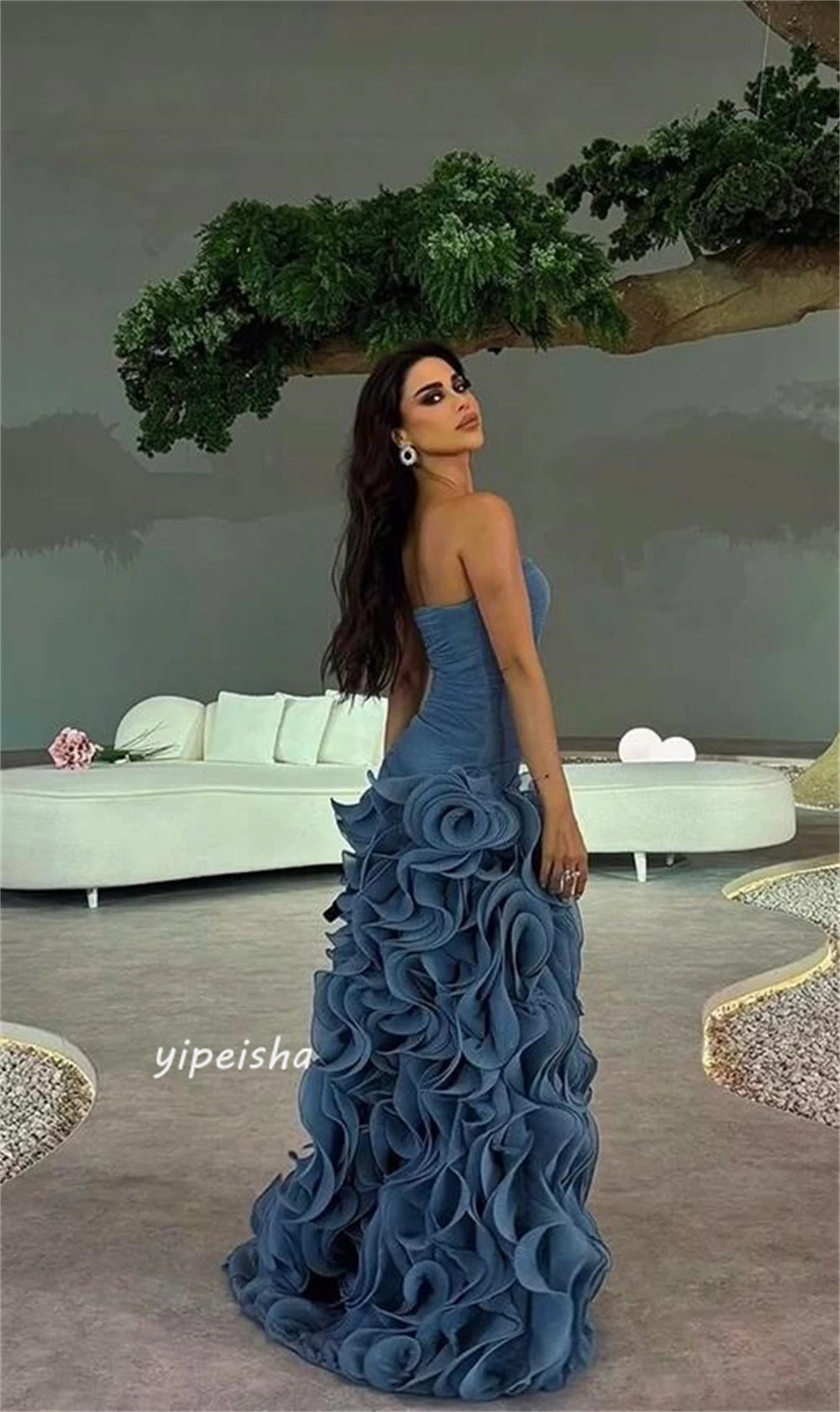 Satin Pleat Ruched Homecoming A-line Strapless Long Dresses