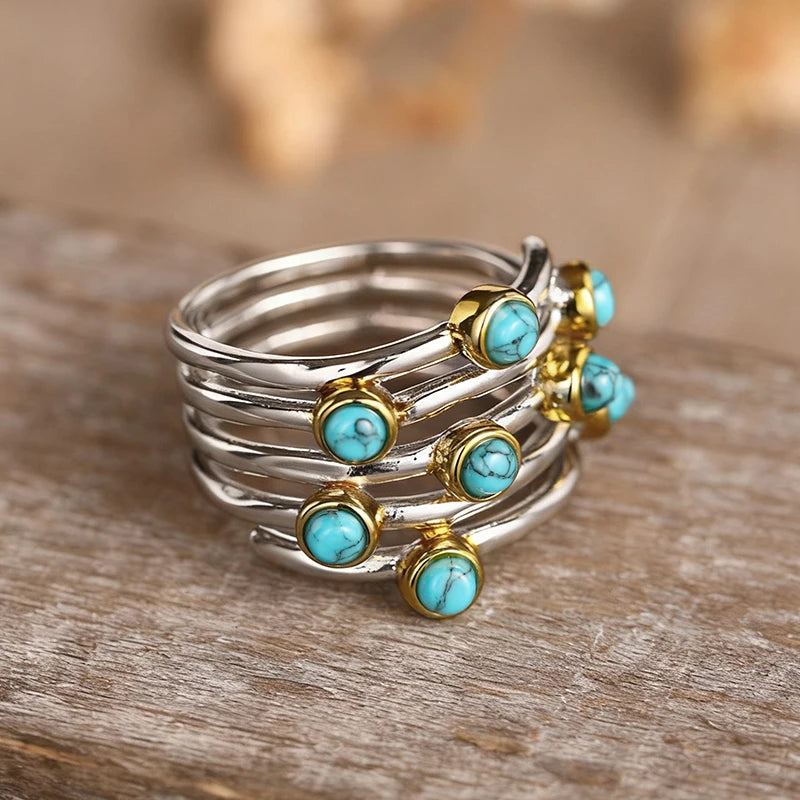 Bohemia Blue Imitation Turquoise Ring