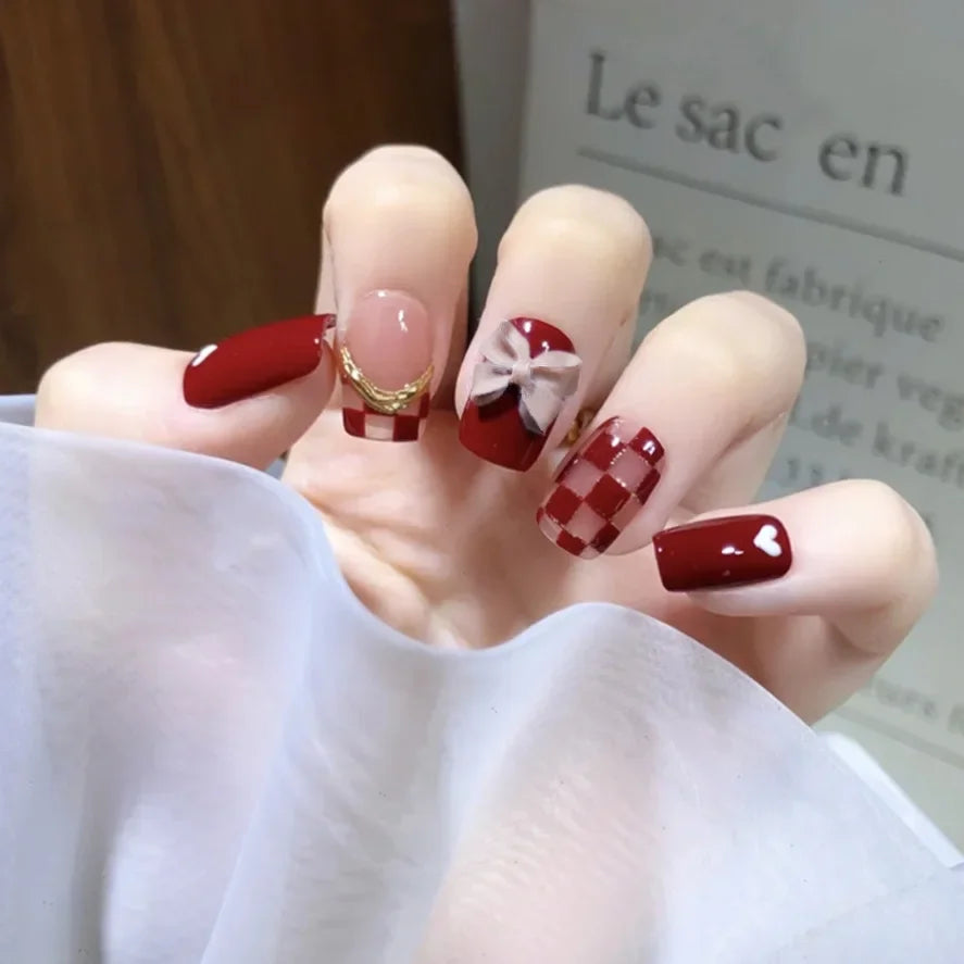 24Pcs/Set Dry Rose Blush Artificial Wearing False Nails