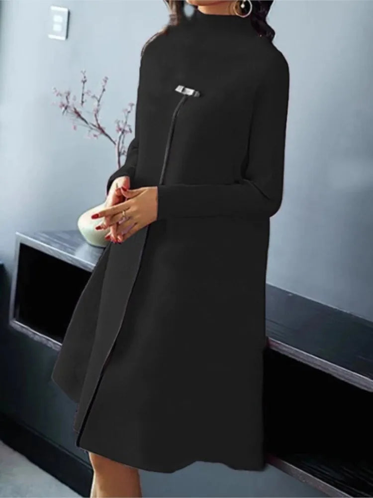 Spring & Autumn Elegant High-Split Long Sleeve Dress