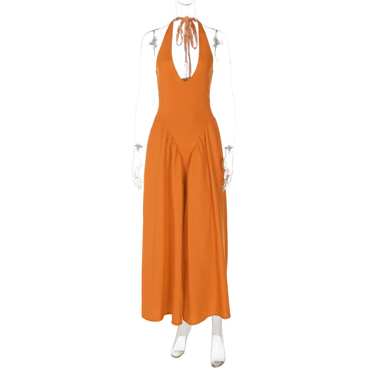 Summer Backless Deep V Spliced Long Dress