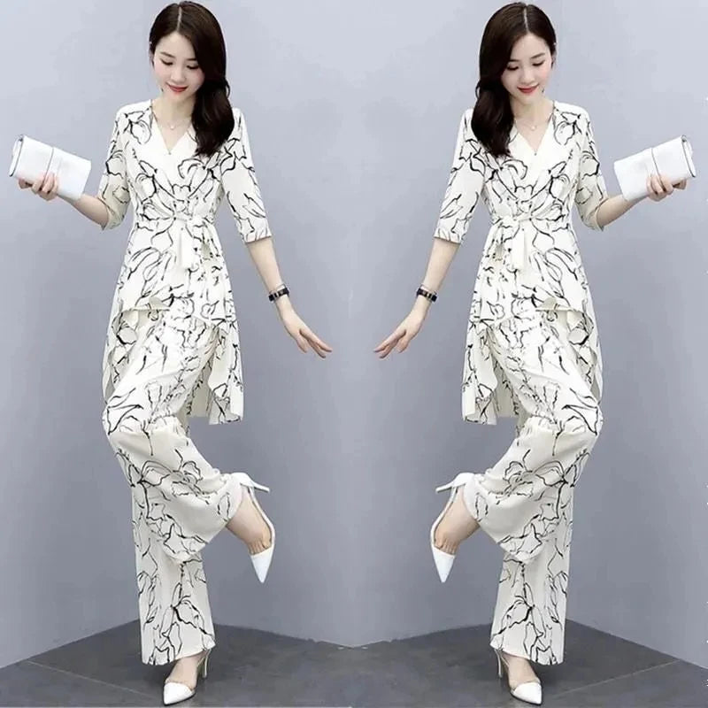 2 Piece Summer Wide-Leg Pants Set