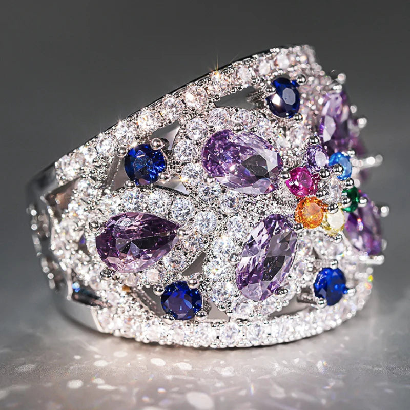 Colorful Cubic Zirconia Ring