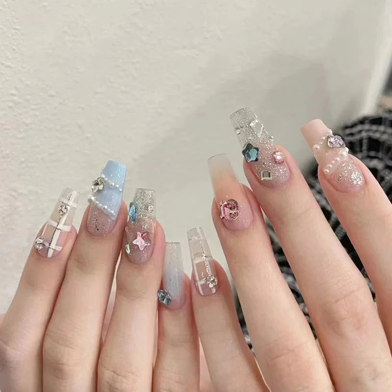 24Pcs Pink Ballet Fake Nails
