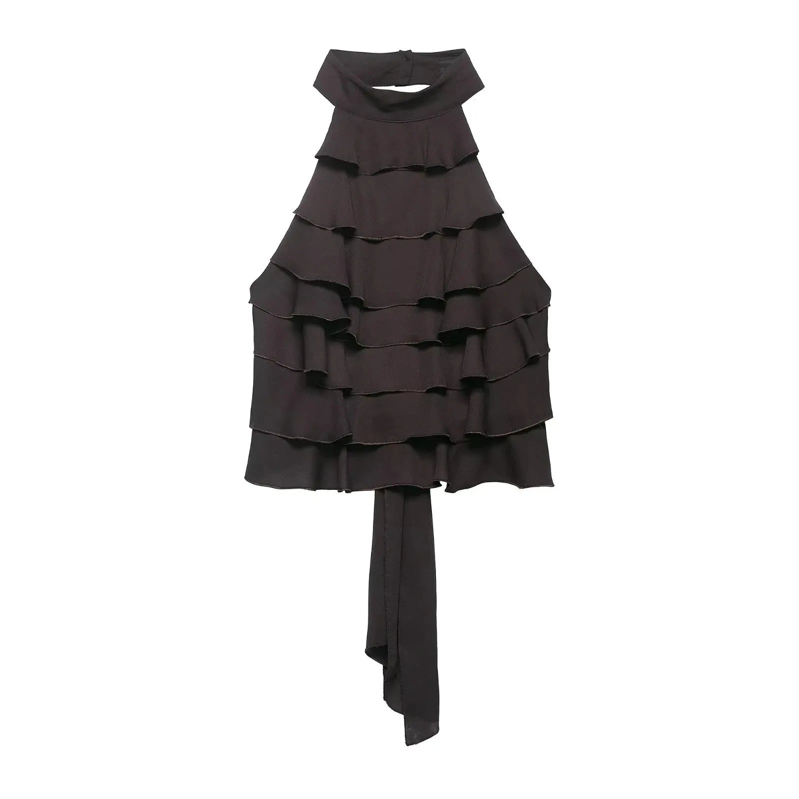 Elegant Ladies Halter Neck Ruffle Chiffon Blouse - Summer Wear
