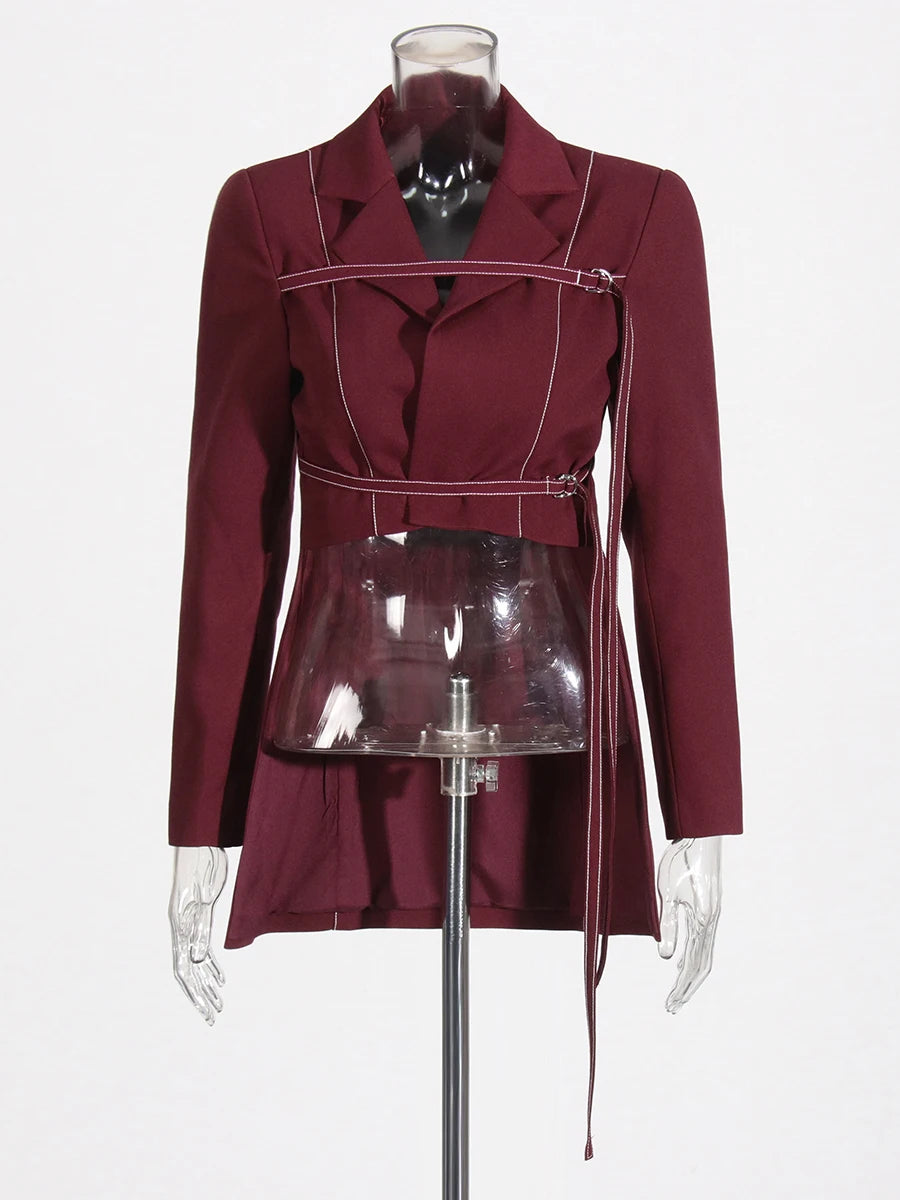 Notched Collar Long Sleeve Top High Waist Straight Pant  Sets