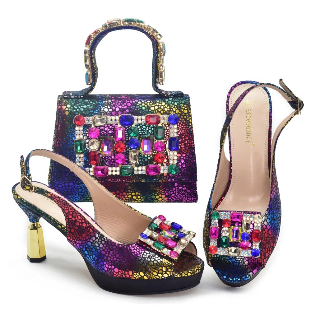 Luxury Rhinestone Shoe & Bag Set