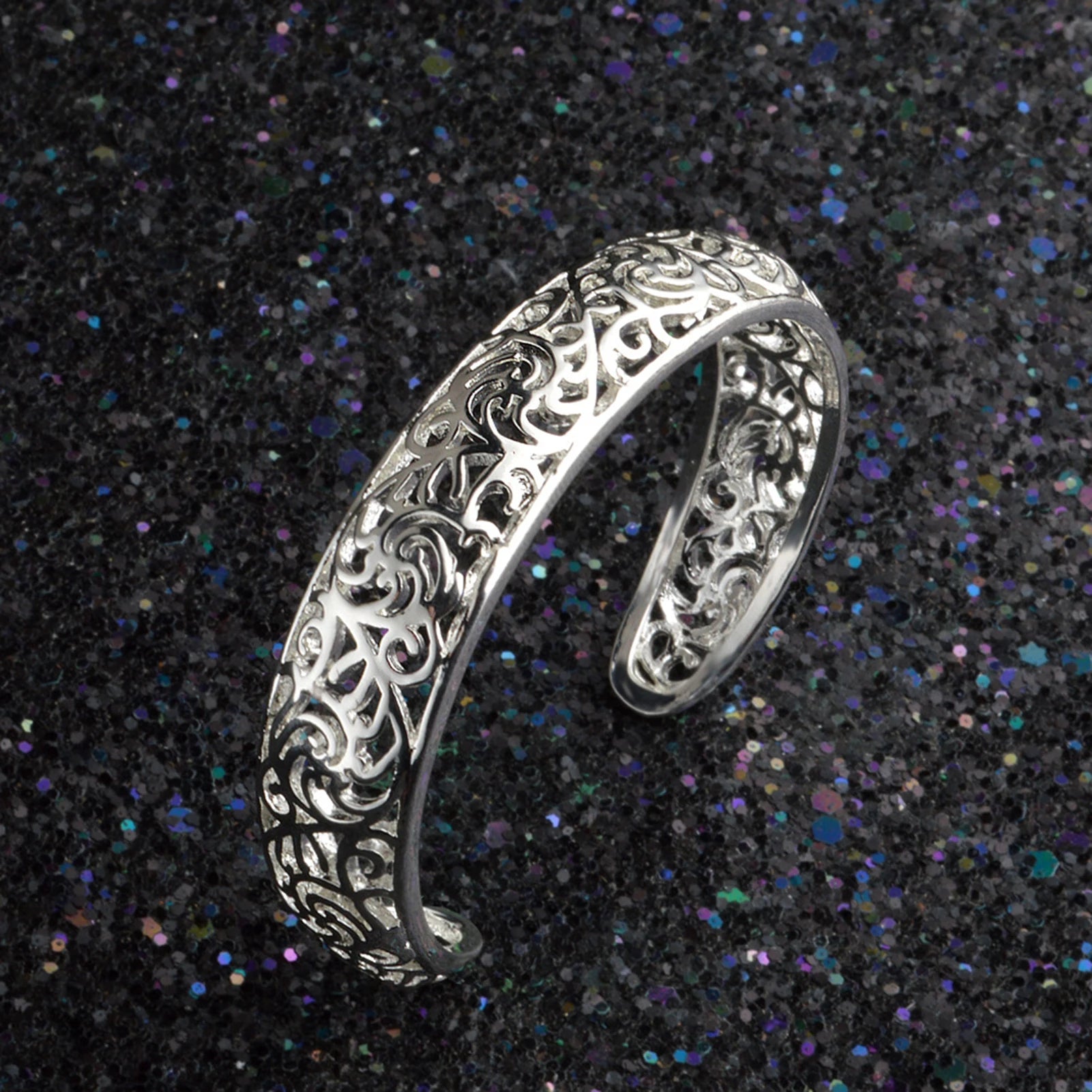 Chinese Style Vintage Tibetan Silver Elephant Open Cuff Bracelet