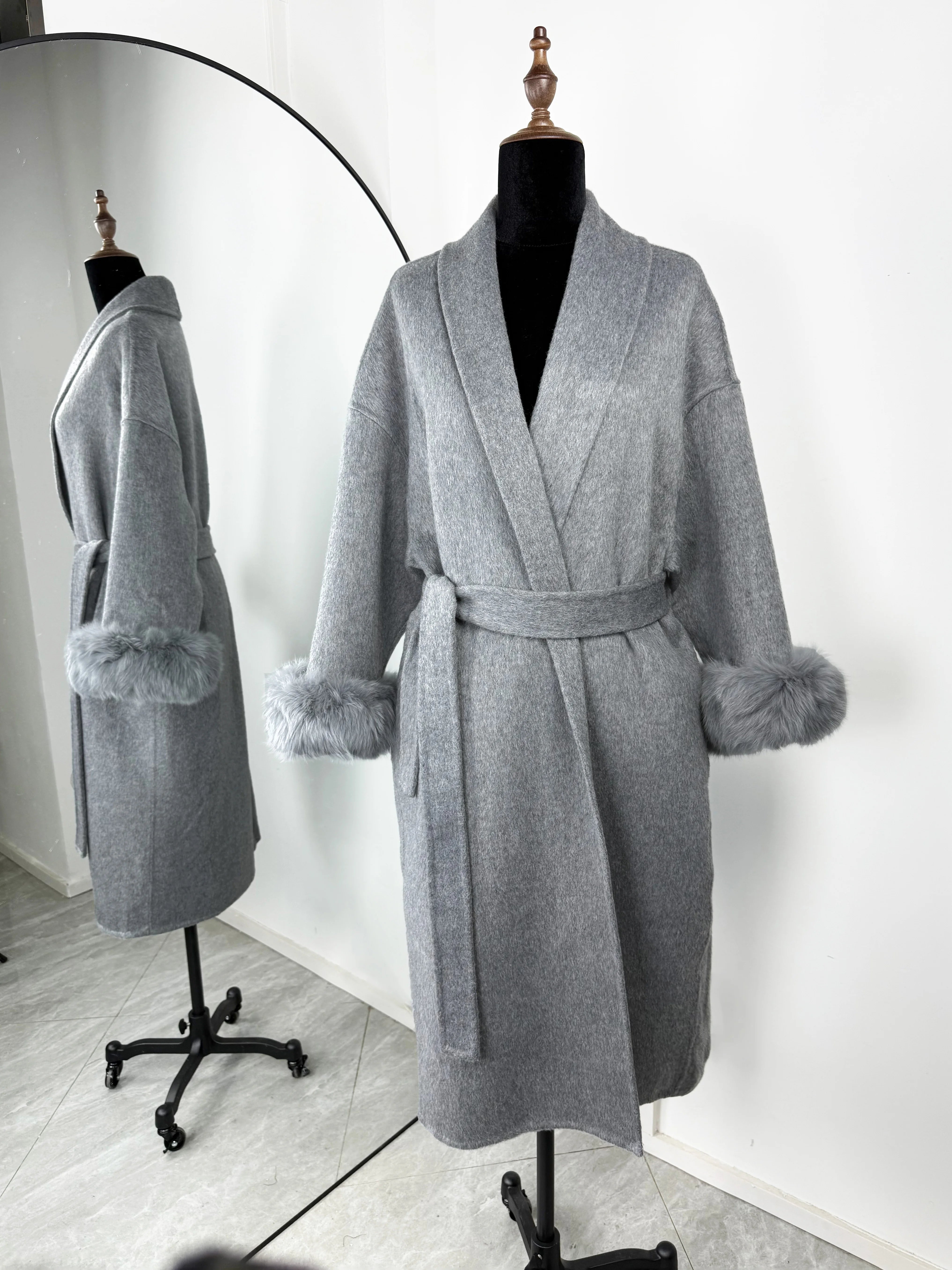 Fox Fur Short  Removable Elegant Double-sided Wool Overcoat