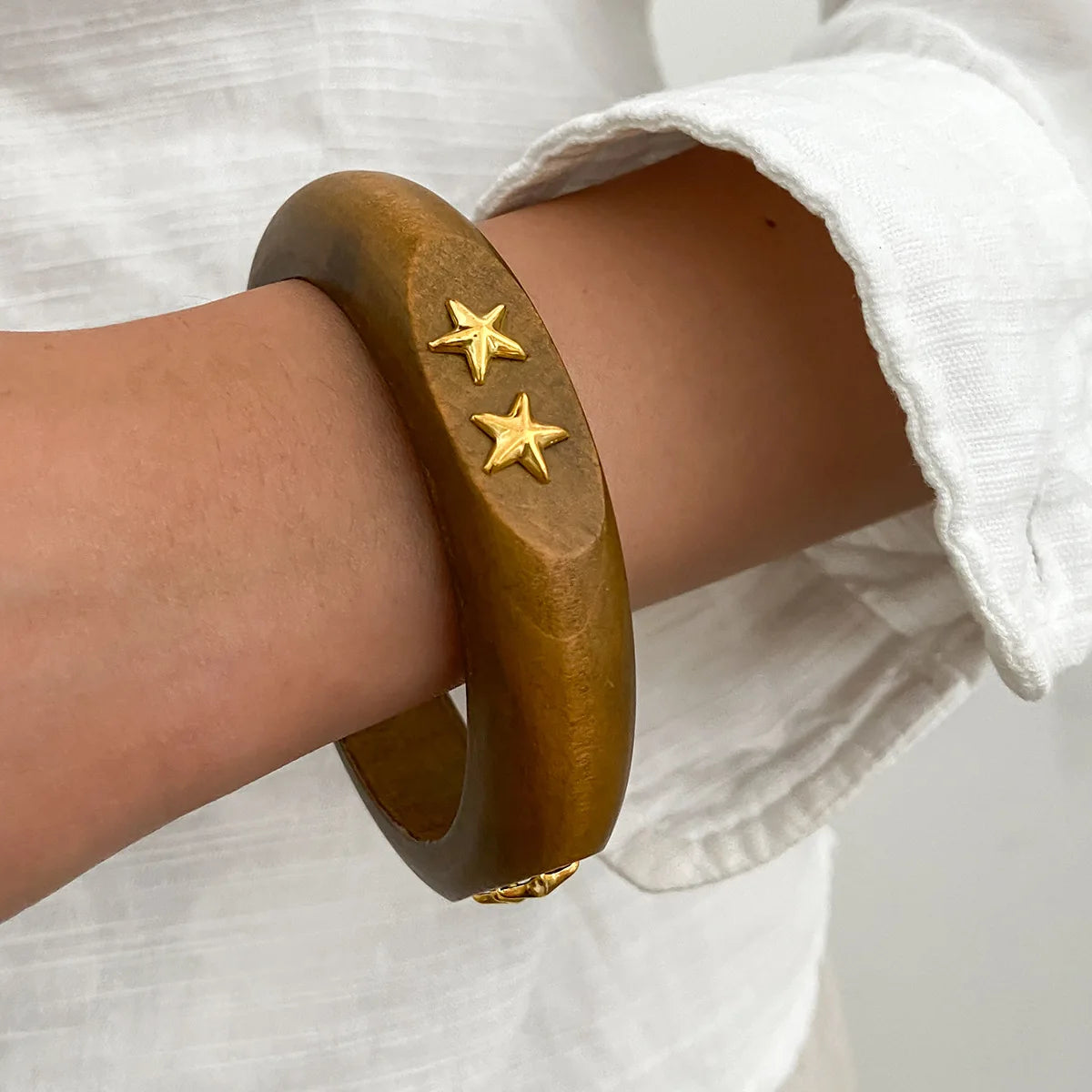 Smudged Acrylic Elastic Bangles Wood Unique Design Versatile Bracelets