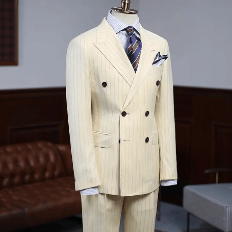 Men's suit (Top + trousers) Fashion Business Casual Slim-fit