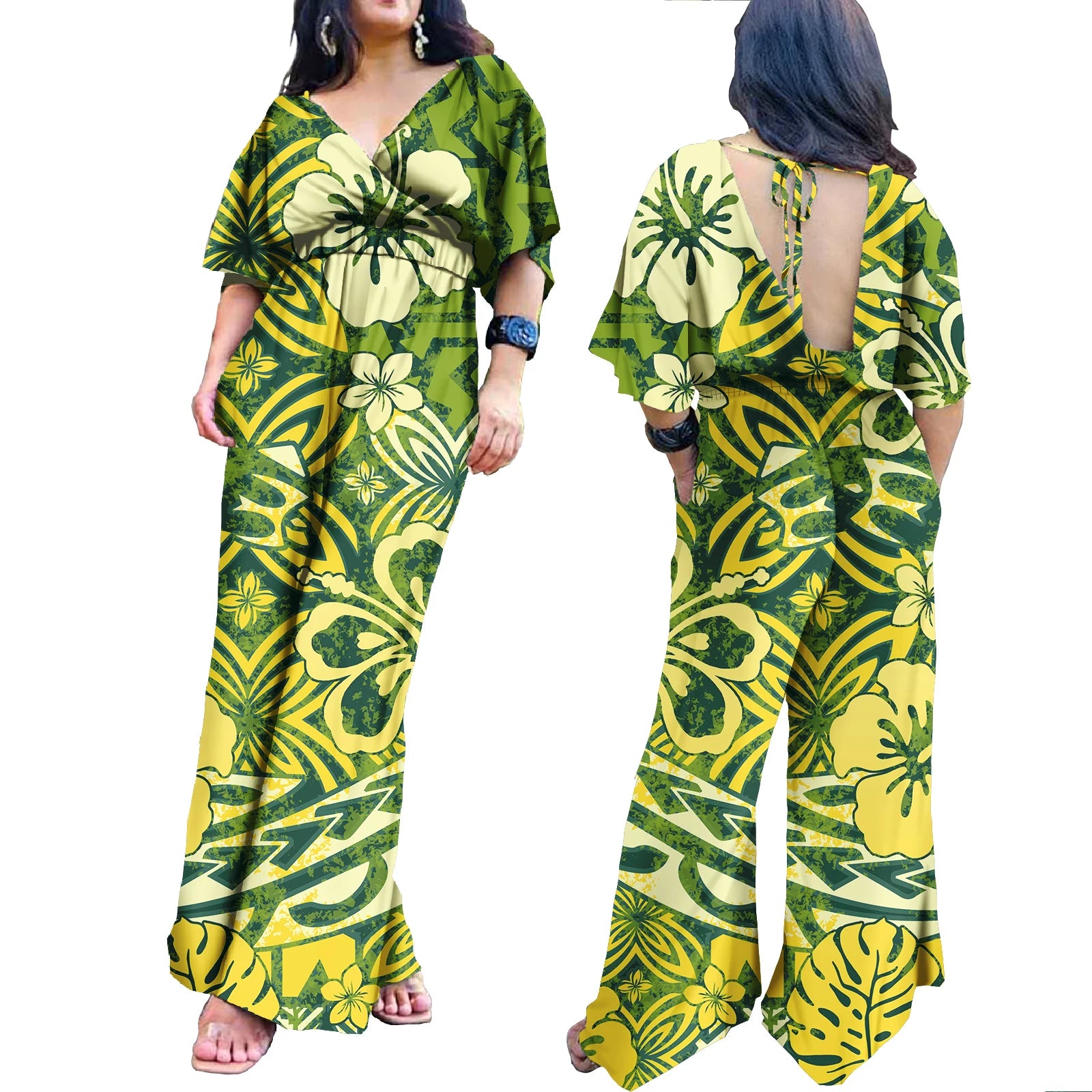 Island Style Hawaii Floral  Polynesian Jumpsuits