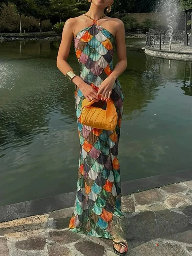 Satin Halter Maxi Dress