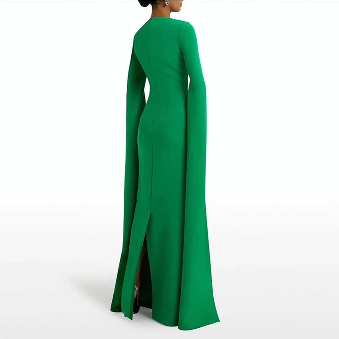 O-neck Split Sleeve Slim High Waist Solid Color Elegant Party Dresses