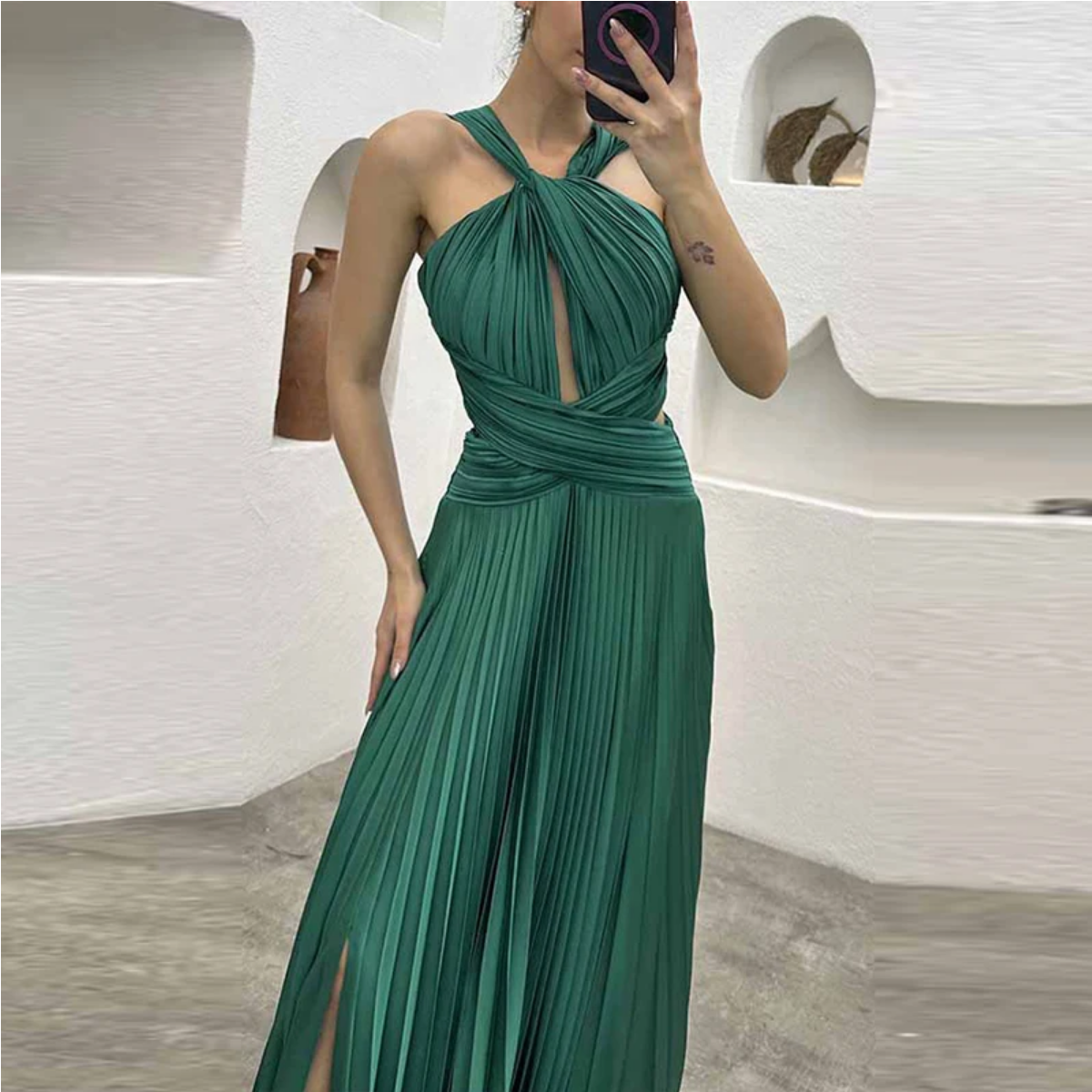 Halter Hollow Out High Waist Slim Maxi Dress