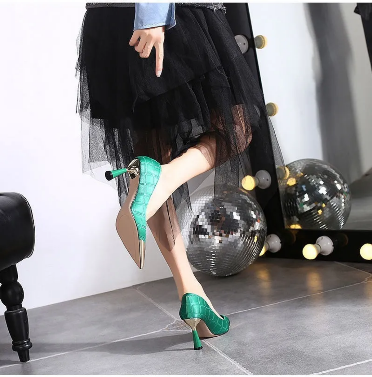 Luxury  Metal Pointed Stiletto  Shallow  Mouth Single Shoes
